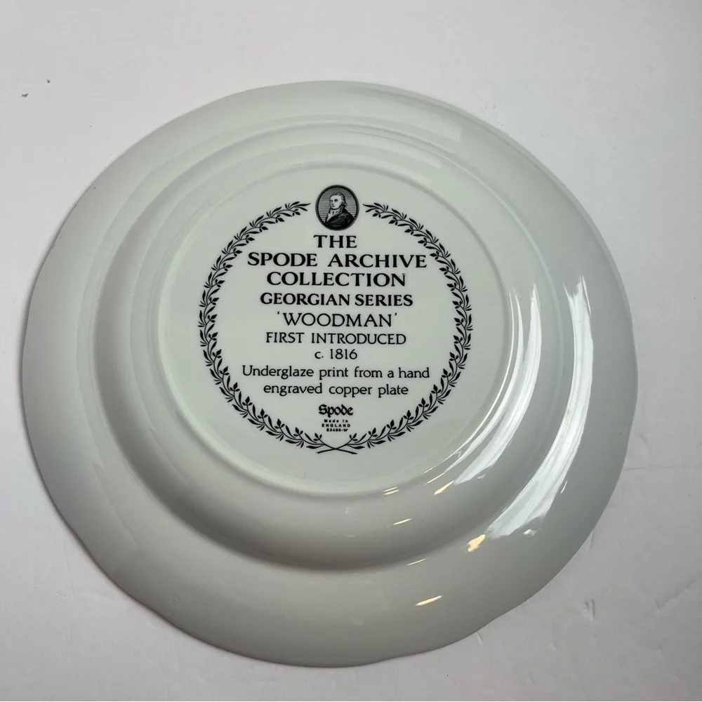 Spode Georgian Series Woodman 10” Dinner Plates Black S3480-W England Set of 4